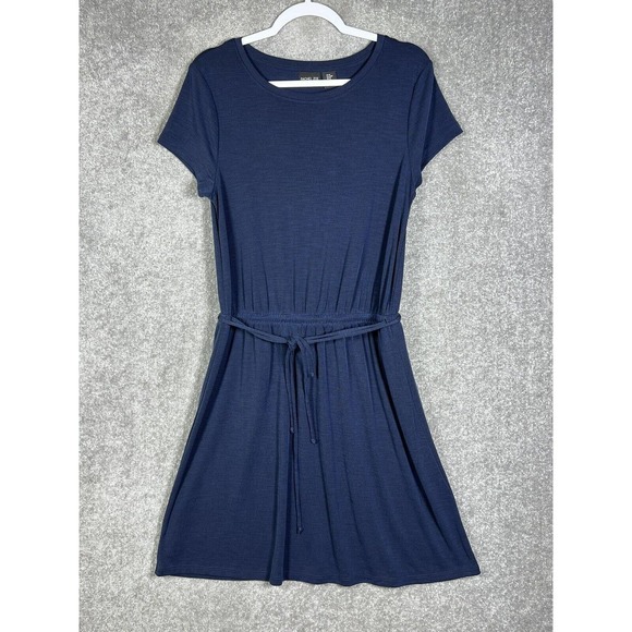 Rachel‎ Zoe Short Sleeve Elastic Drawstring Waist Dress Womens Size Medium Blue - Picture 1 of 14